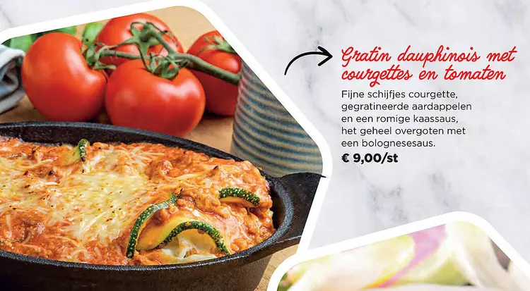 Promotie: Gratin dauphinois met courgettes en tomaten