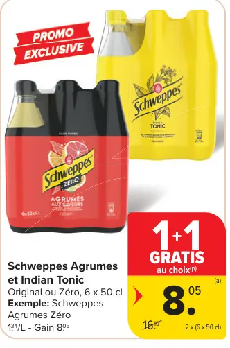 Offre: Schweppes Agrumes et Indian Tonic