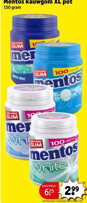 Aanbieding: Mentos kauwgom XL pot