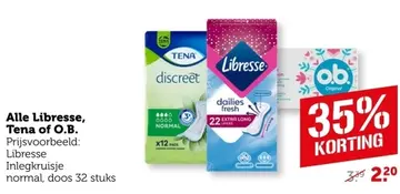Aanbieding: Alle Libresse, Tena of O.B.