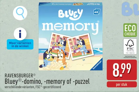 Aanbieding: Bluey®-domino, -memory of -puzzel