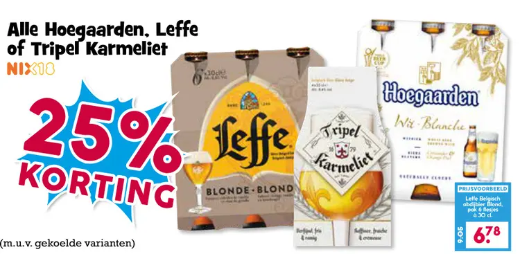 Aanbieding: Hoegaarden, Leffe of Tripel Karmeliet
