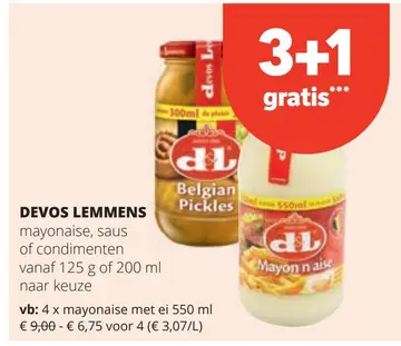 Offre: DEVOS LEMMENS mayonaise, saus of condimenten