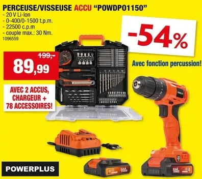 Offre: Perceuse/visseuse accu "POWDP01150"
