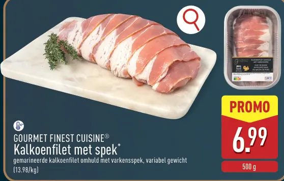 Aanbieding: Kalkoenfilet met spek