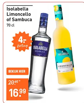 Aanbieding: Isolabella Limoncello of Sambuca