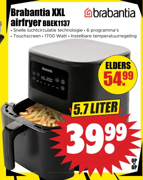 Aanbieding: Brabantia XXL airfryer BBEK1137