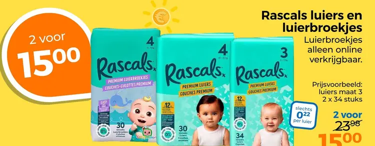 Aanbieding: Rascals luiers en luierbroekjes