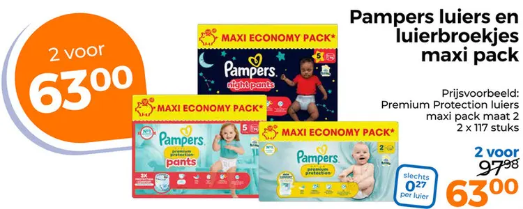 Aanbieding: Luiers en luierbroekjes maxi pack