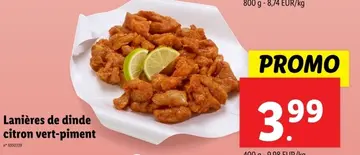 Offre: Lanières de dinde citron vert-piment