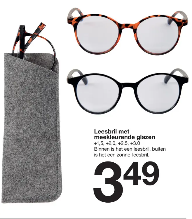 Promotie: Leesbril met meekleurende glazen