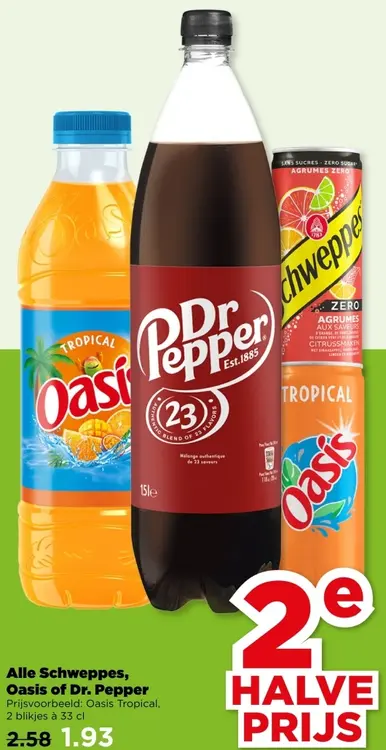 Aanbieding: Schweppes, Oasis of Dr. Pepper