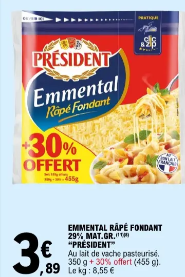 Offre: Emmental Râpé Fondant