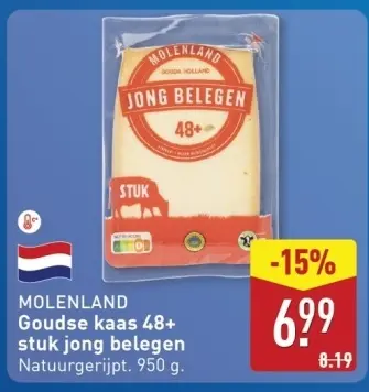 Aanbieding: Goudse kaas 48+ stuk jong belegen