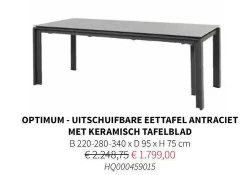Promotie: Optimum - uitschuifbare eettafel antraciet