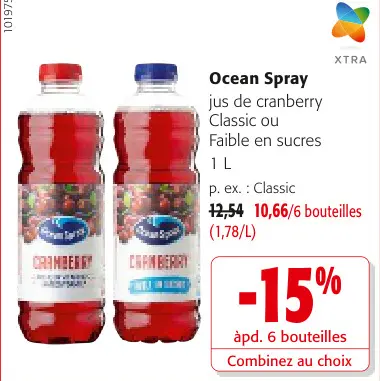 Offre: jus de cranberry Classic ou Faible en sucres