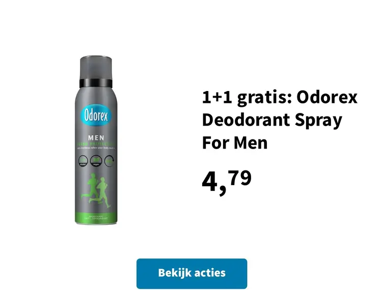 Promotie: 1+1 gratis: Odorex Deodorant Spray For Men