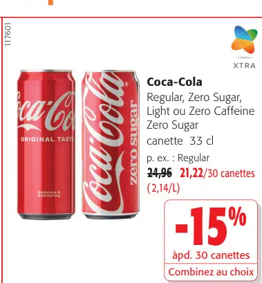 Offre: Regular, Zero Sugar, Light ou Zero Caffeine Zero Sugar canette