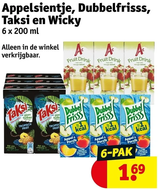 Aanbieding: Appelsientje, Dubbelfrisss, Taksi en Wicky