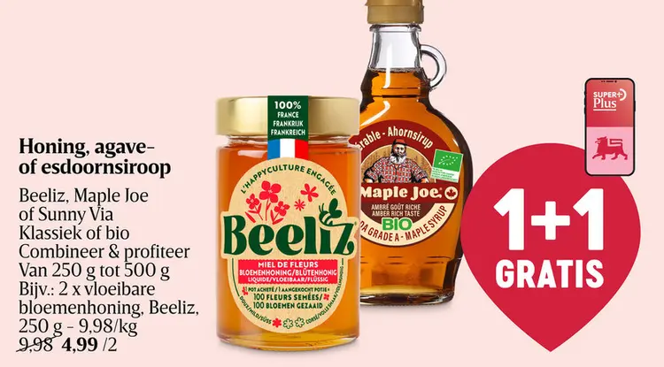 Promotie: Honing, agave- of esdoornsiroop