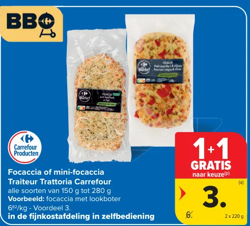 Promotie: Focaccia of mini-focaccia