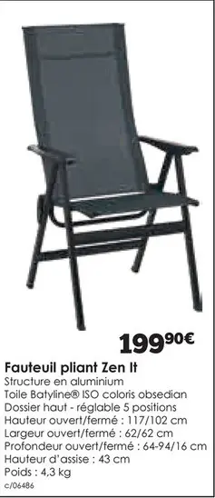 Offre: Fauteuil pliant Zen It