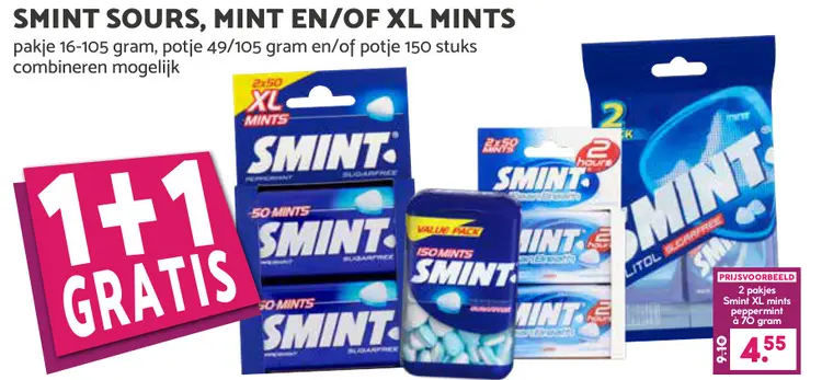 Aanbieding: Smint sours, mint en/of xl mints