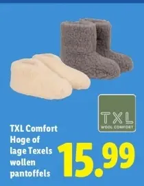 Aanbieding: TXL Comfort Hoge of lage Texels wollen pantof