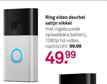 Aanbieding: Ring video deurbel satijn nikkel