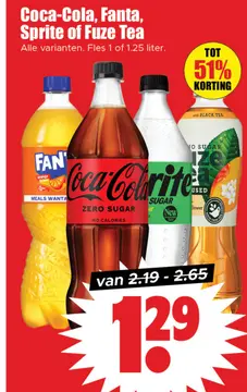 Aanbieding: Coca-Cola, Fanta, Sprite of Fuze Tea