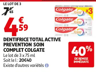 Offre: Dentifrice total active prevention soin complet