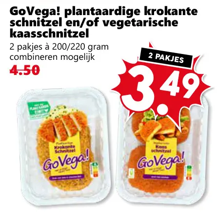 Aanbieding: plantaardige krokante schnitzel en/of vegetarische kaasschnitzel