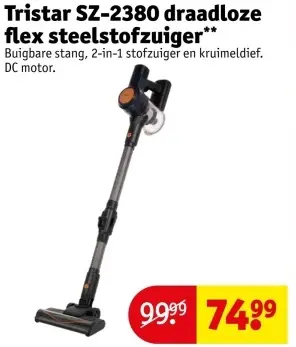 Aanbieding: Tristar SZ-2380 draadloze flex steelstofzuiger