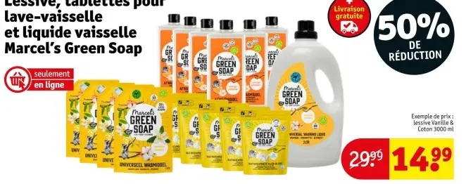 Offre: Lessive, tablettes pour lave-vaisselle et liq