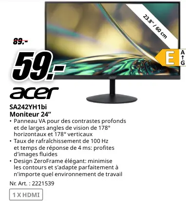Offre: SA242YH1bi Moniteur 24"