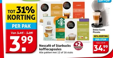 Aanbieding: Nescafé of Starbucks koffiecapsules