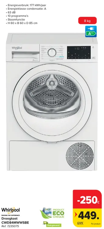 Promotie: Droogkast CWD84MWWSBE