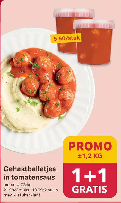 Promotie: Gehaktballetjes in tomatensaus