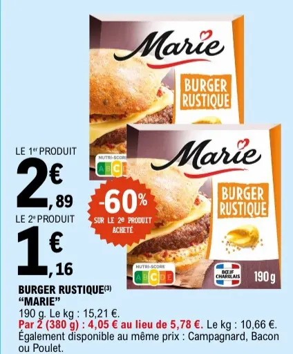 Offre: Burger rustique