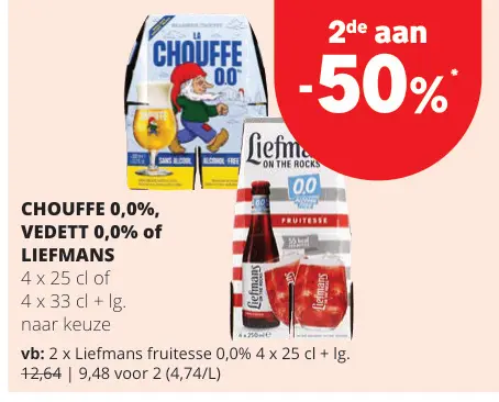 Promotie: CHOUFFE 0,0%, VEDETT 0,0% of LIEFMANS