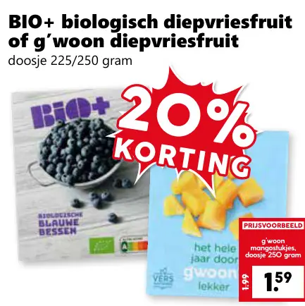 Aanbieding: BIO+ biologisch diepvriesfruit of g'woon diepvriesfruit