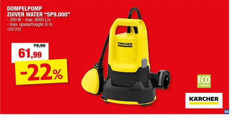 Promotie: Karcher SP 9000 vlakzuigende dompelpomp 280W