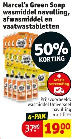 Aanbieding: Wasmiddel navulling, afwasmiddel en vaatwastabletten