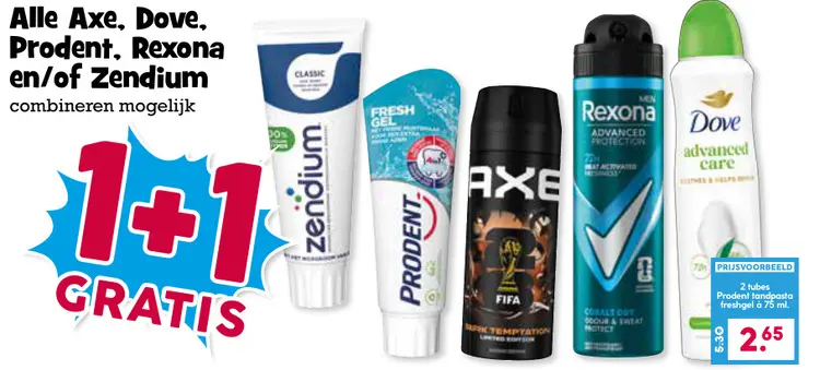 Aanbieding: Axe, Dove, Prodent, Rexona en/of Zendium