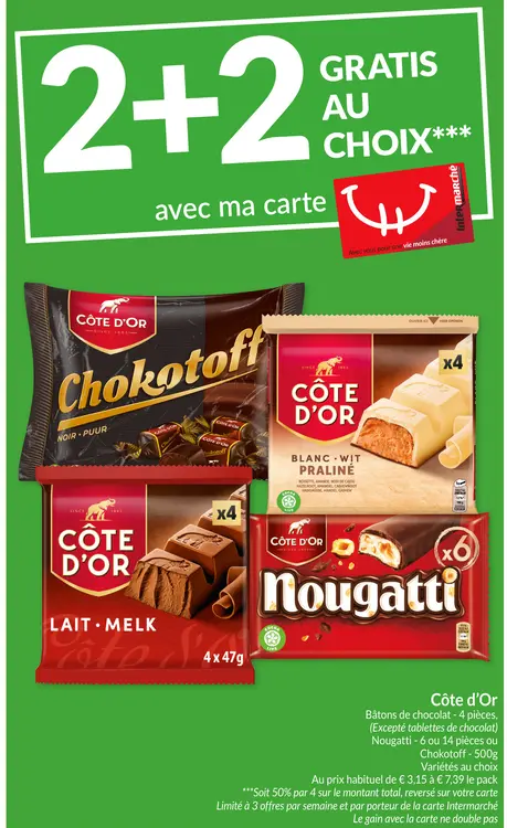 Offre: Bâtons de chocolat, Nougatti ou Chokotoff
