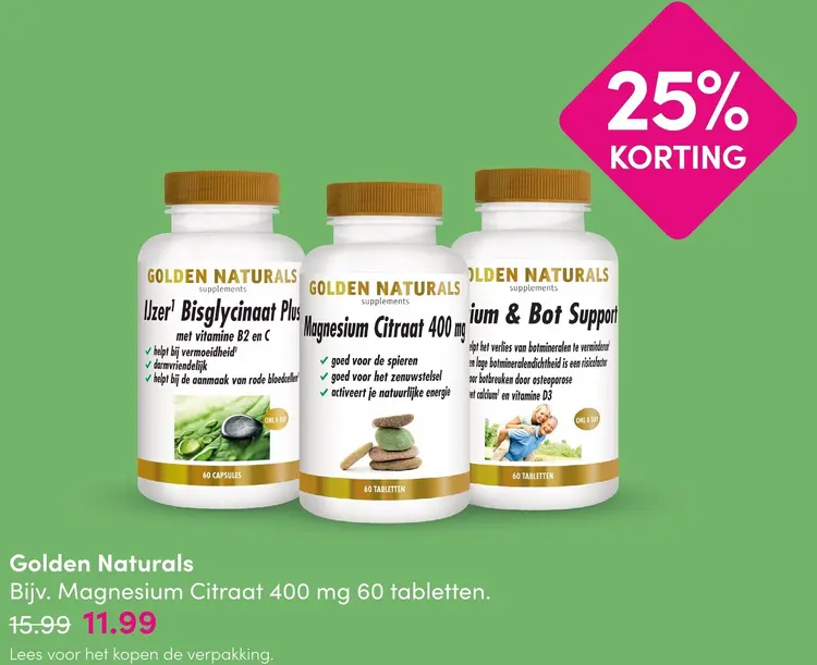 Aanbieding: Golden Naturals Magnesium Citraat 400 mg
