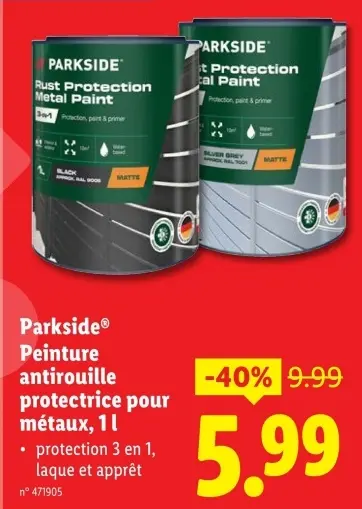 Offre: Peinture antirouille protectrice pour métaux