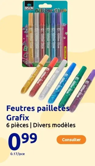 Offre: Feutres pailletes Grafix 