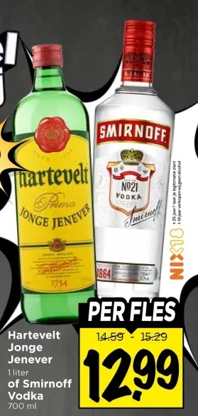 Aanbieding: Hartevelt Jonge Jenever of Smirnoff Vodka