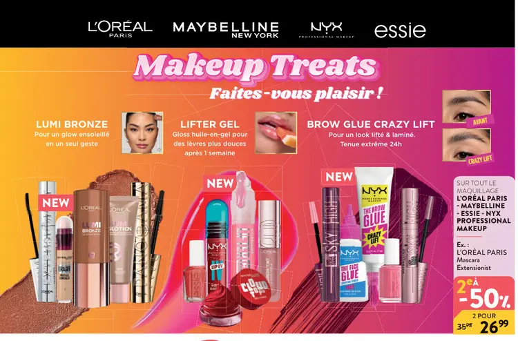 Offre: Tout le maquillage L'Oréal Paris, Maybelline, Essie, NYX Professional Makeup